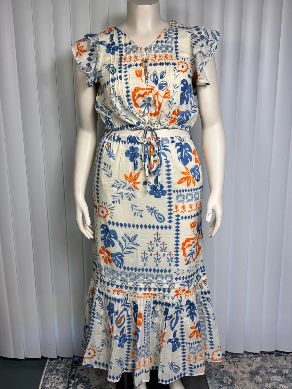 Bila 77 2 Piece Cotton Tropical Floral Skirt Set M NWT Boho Resort Matching Set - Picture 2 of 15